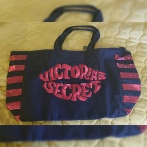 Victoria's Secret sequin red lips tote NWT